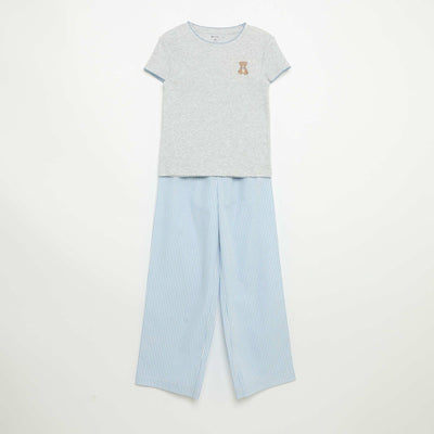Pyjama 2 pièces - T-shirt à manches courtes + pantalon rayé BLEU