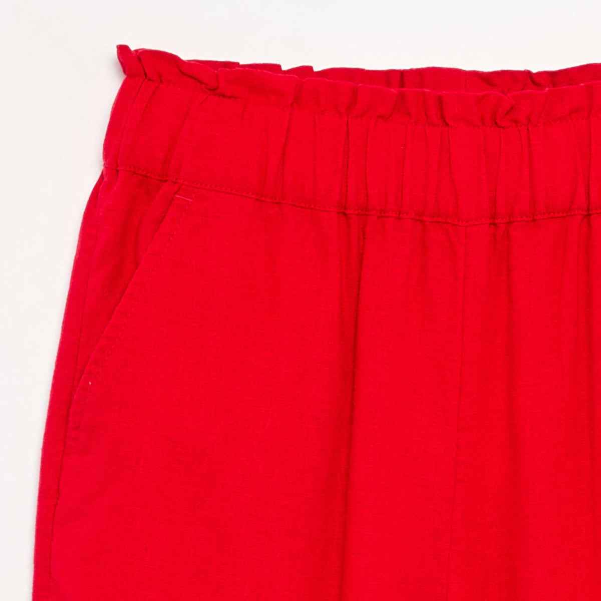 Pantalon large avec volants à la base ROUGE