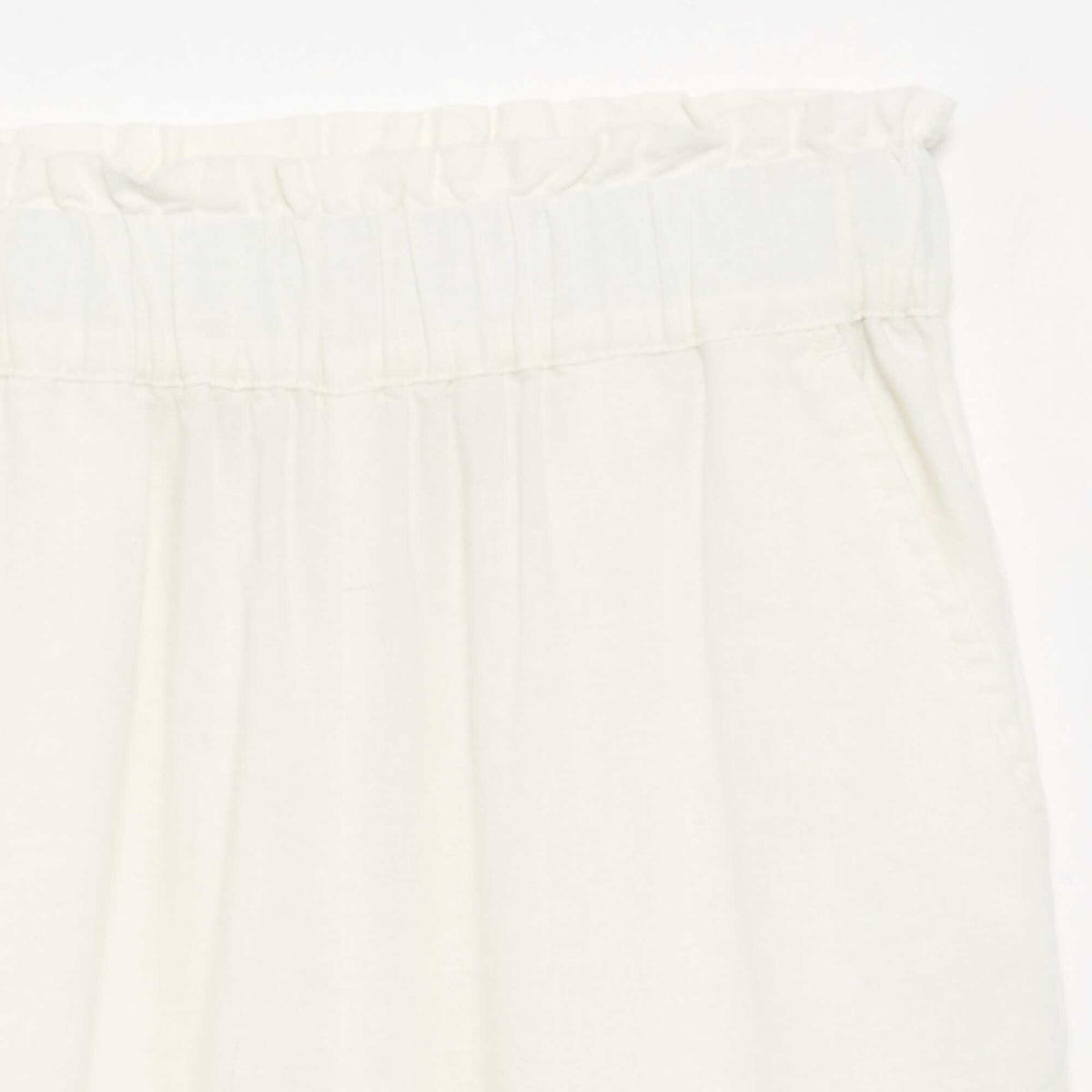 Pantalon large avec volants à la base BLANC