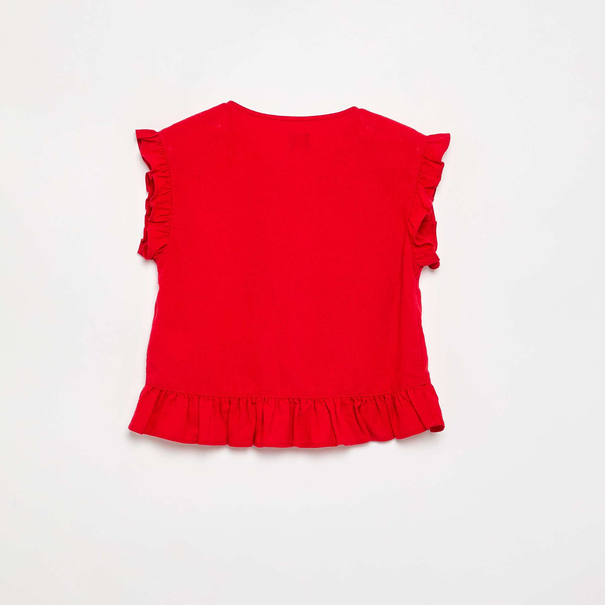 Blouse à manches courtes croisée sur le devant ROUGE