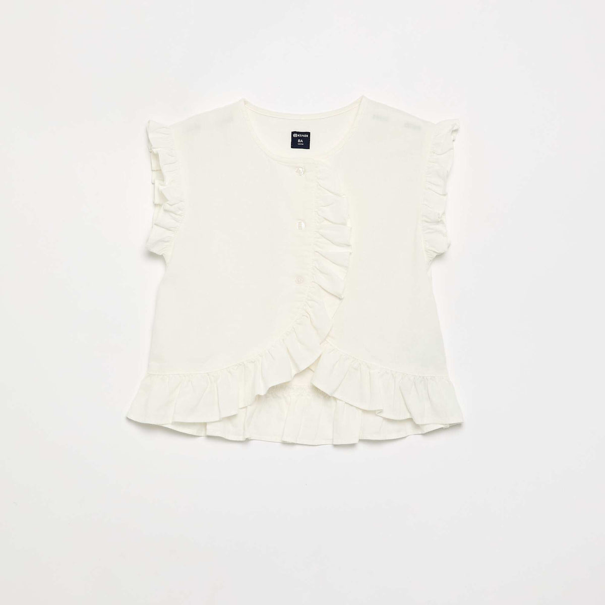 Blouse à manches courtes croisée sur le devant BLANC