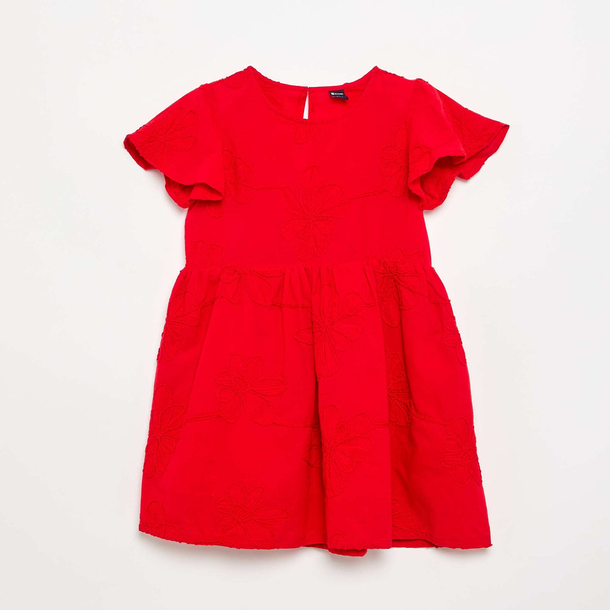 Robe en voile de coton avec broderies ROUGE