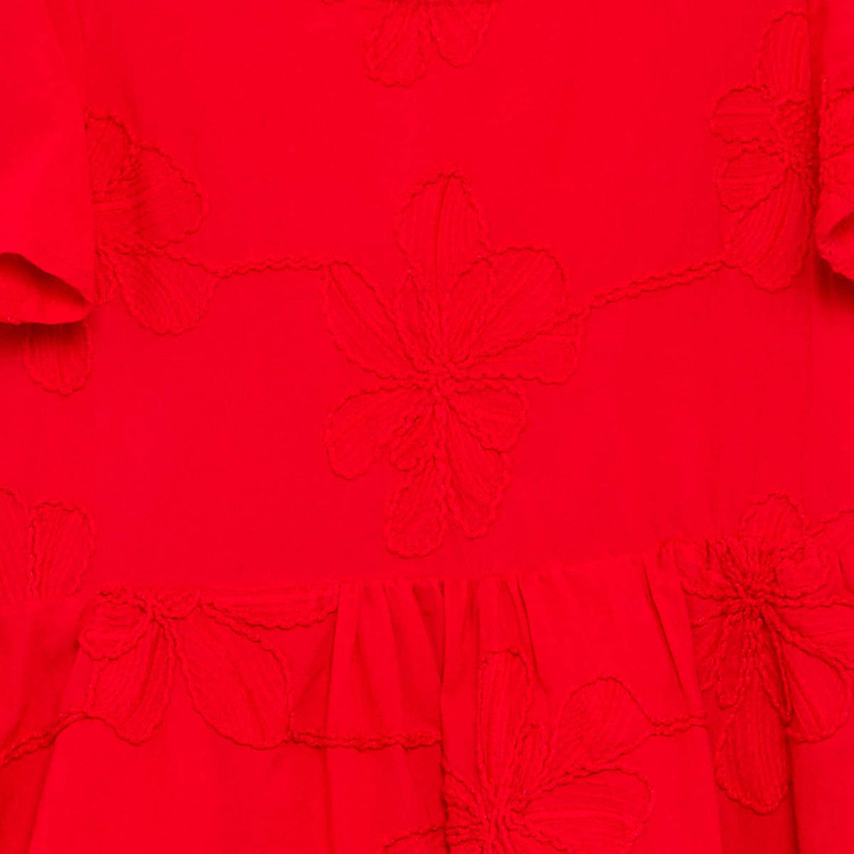 Robe en voile de coton avec broderies ROUGE