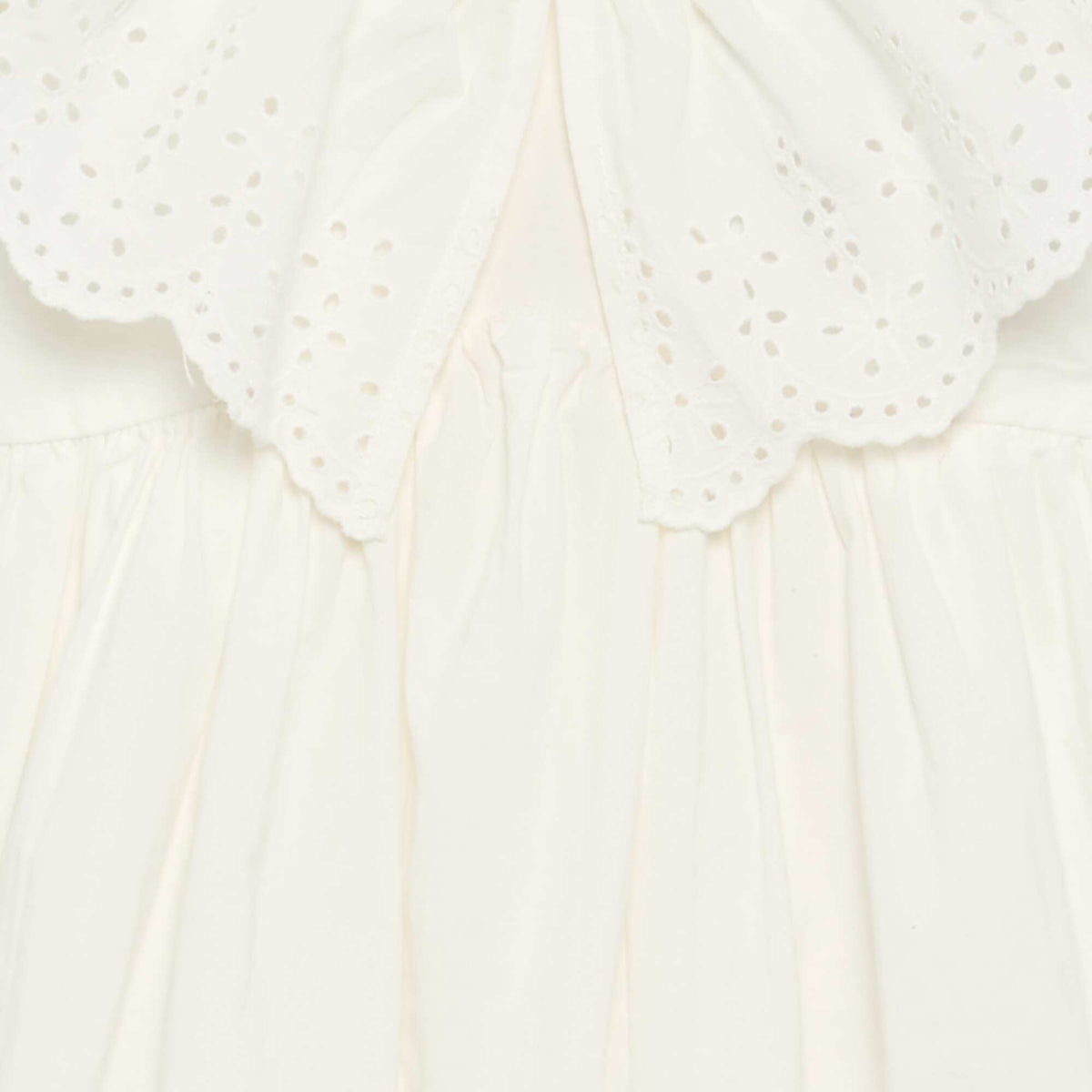 Robe avec volants brodés aux épaules BLANC