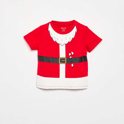 T-shirt à manches courtes avec imprimé 'Noël' ROUGE