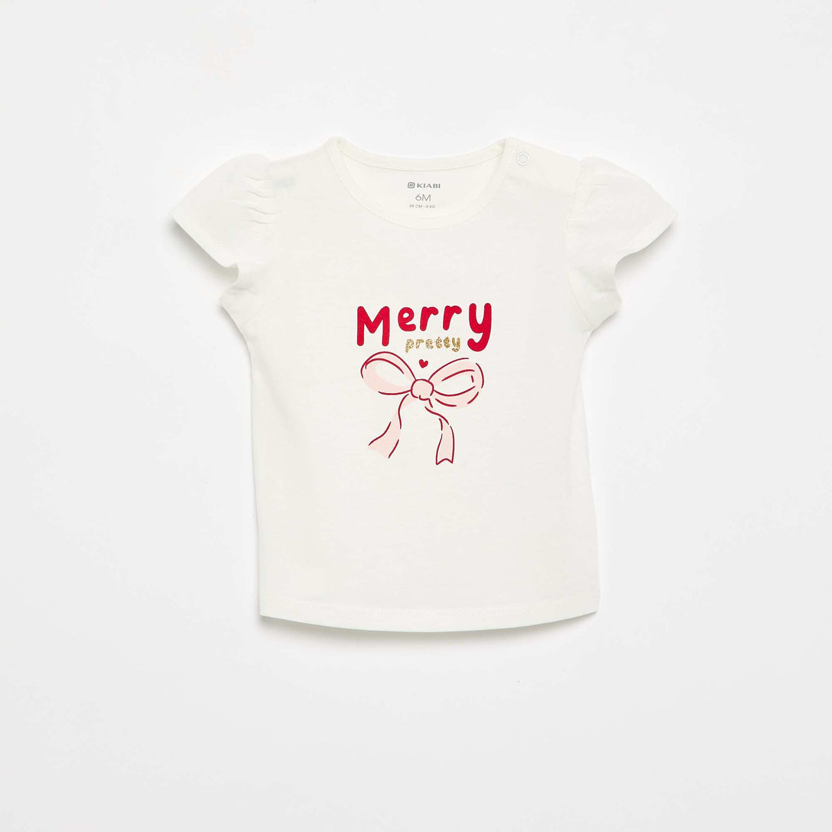 T-shirt à manches courtes et esprit 'Noël BLANC