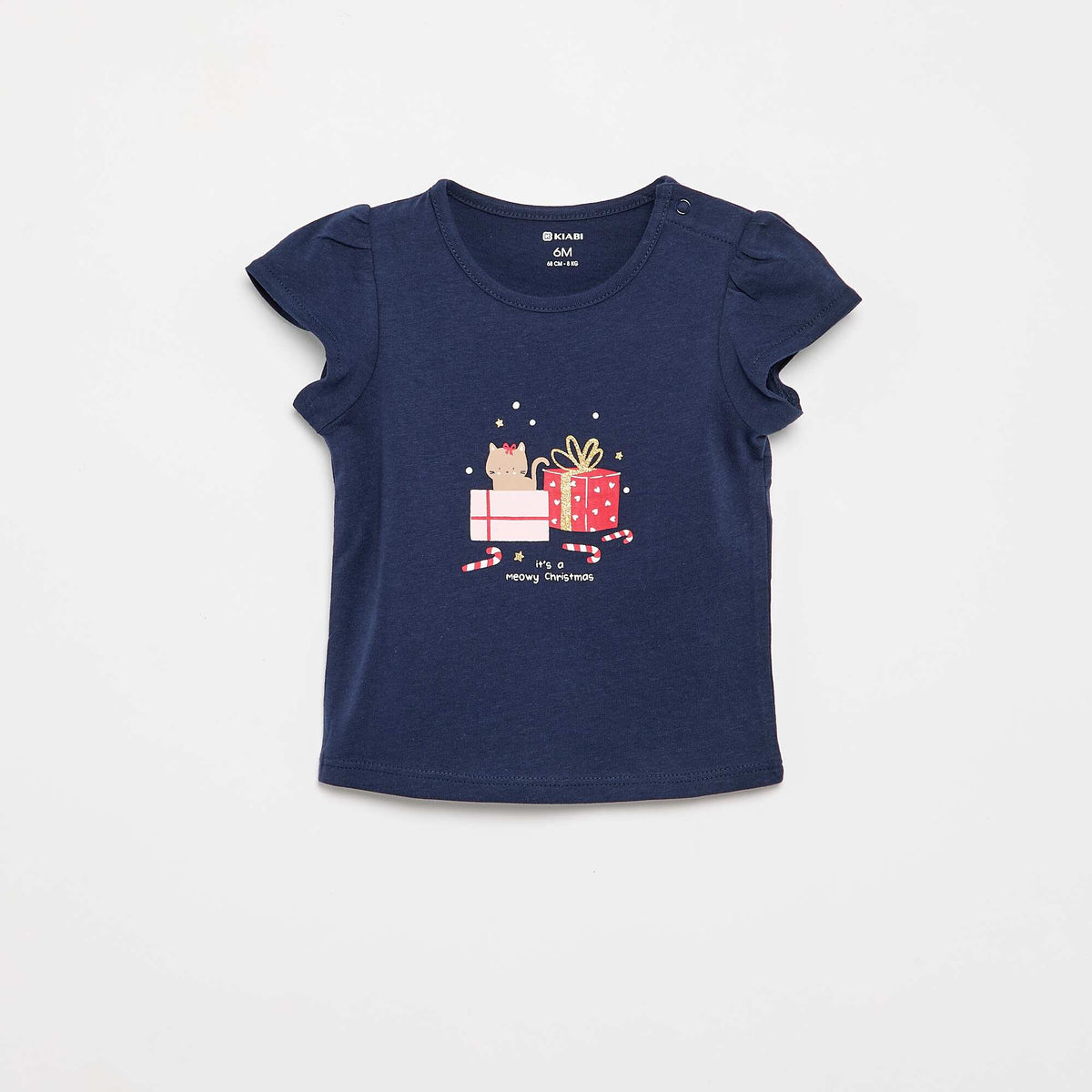 T-shirt à manches courtes et esprit 'Noël BLEU