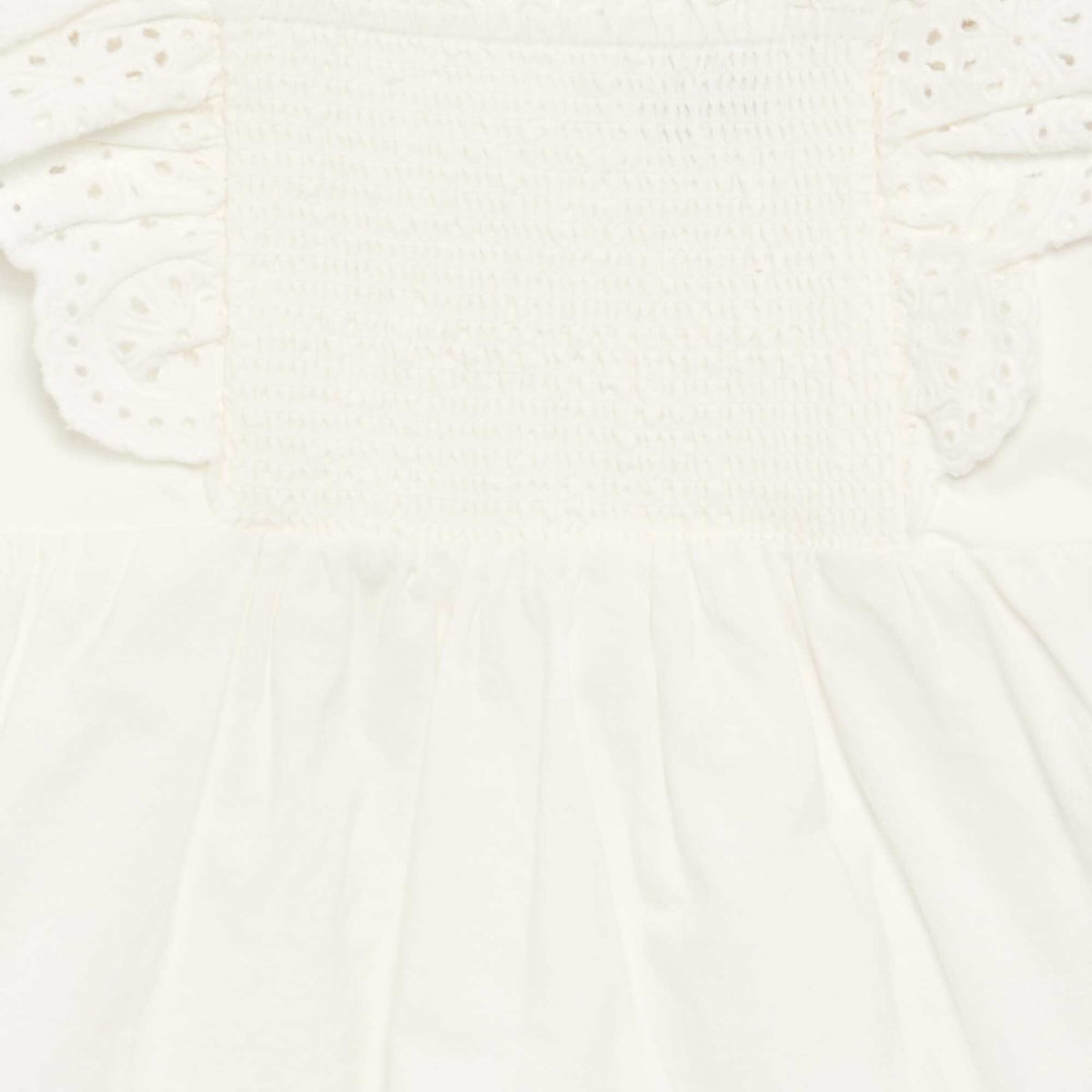 Robe unie en popeline avec broderies anglaises BLANC