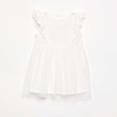 Robe avec base en tulle pailletée BLANC