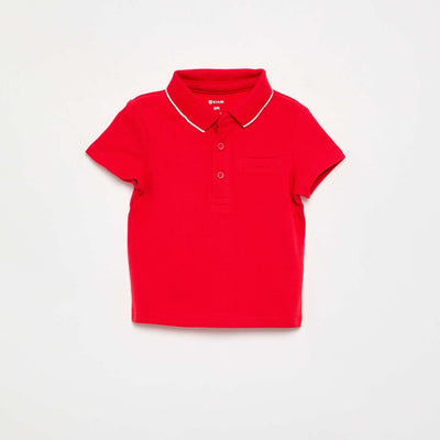 Polo en coton piqué manches courtes ROUGE