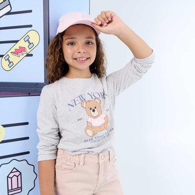 T-shirt à manches longues avec imprimé GRIS