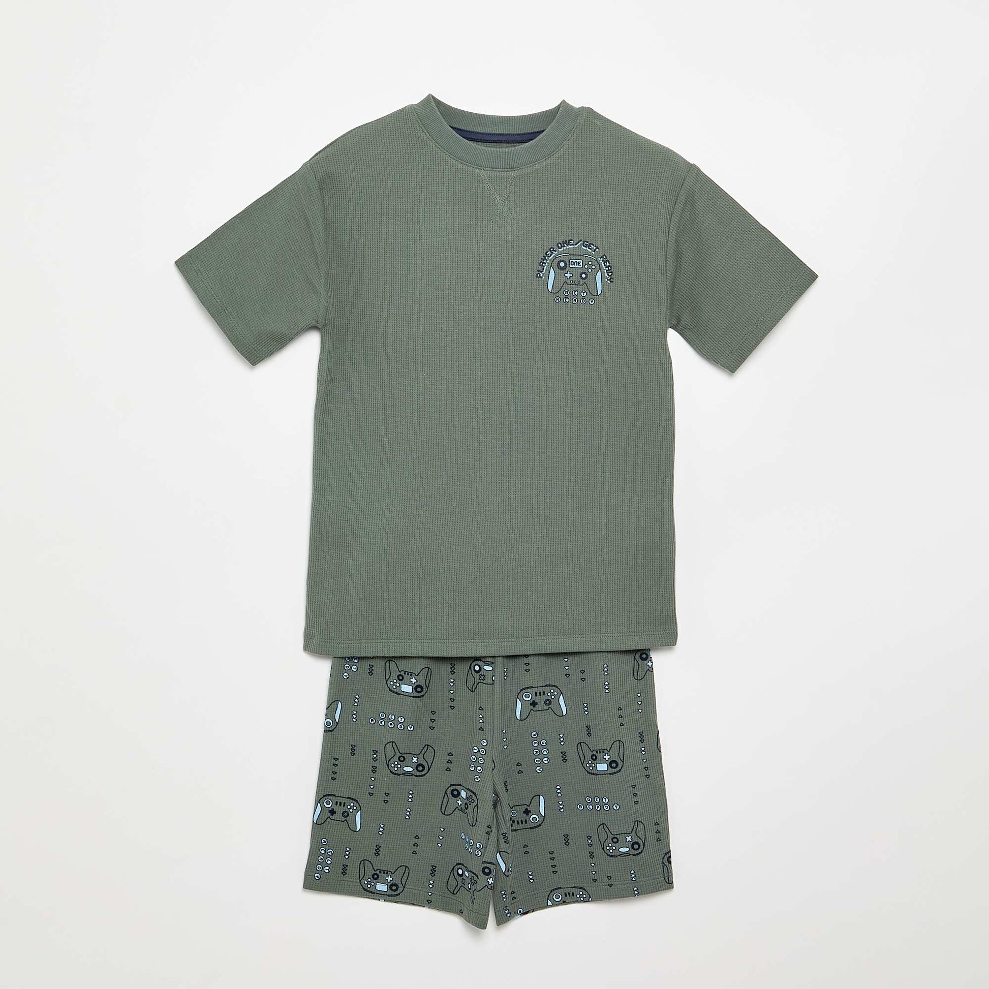 Pyjama short 2 pièces en coton VERT