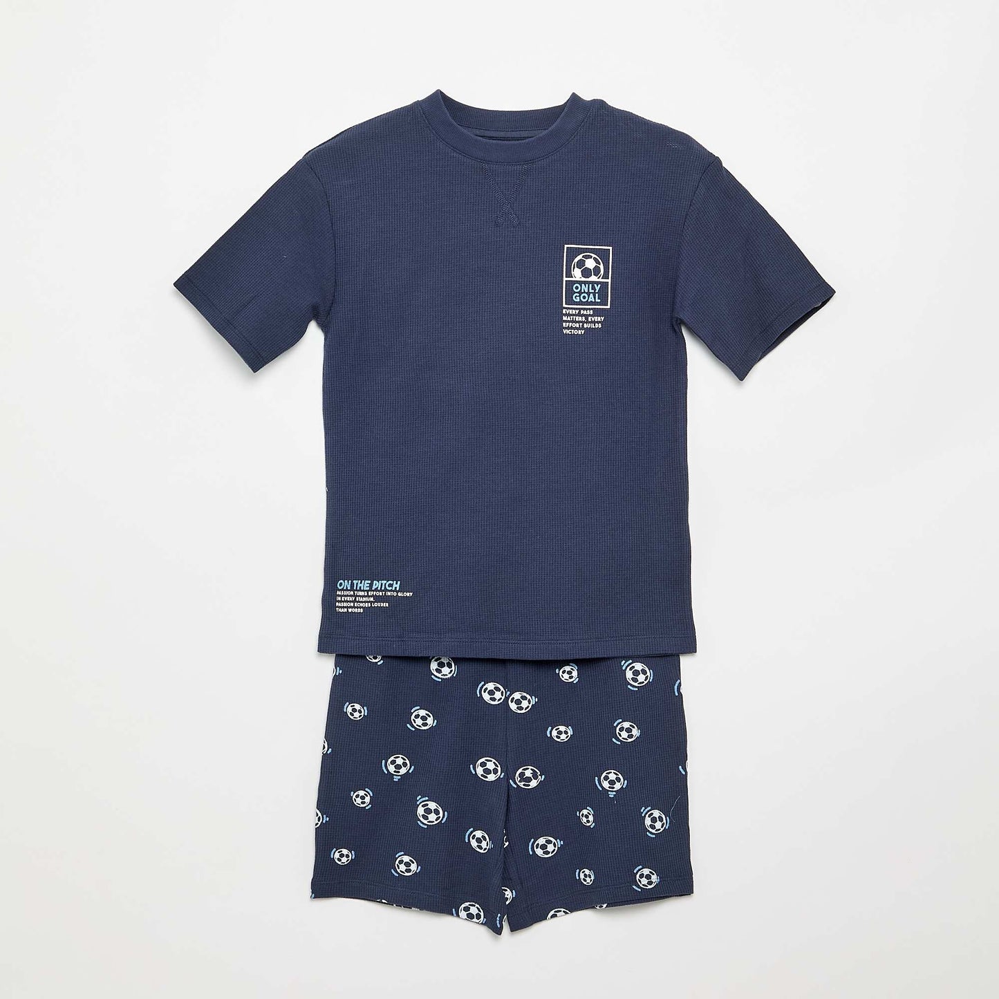 Pyjama short 2 pièces en coton BLEU