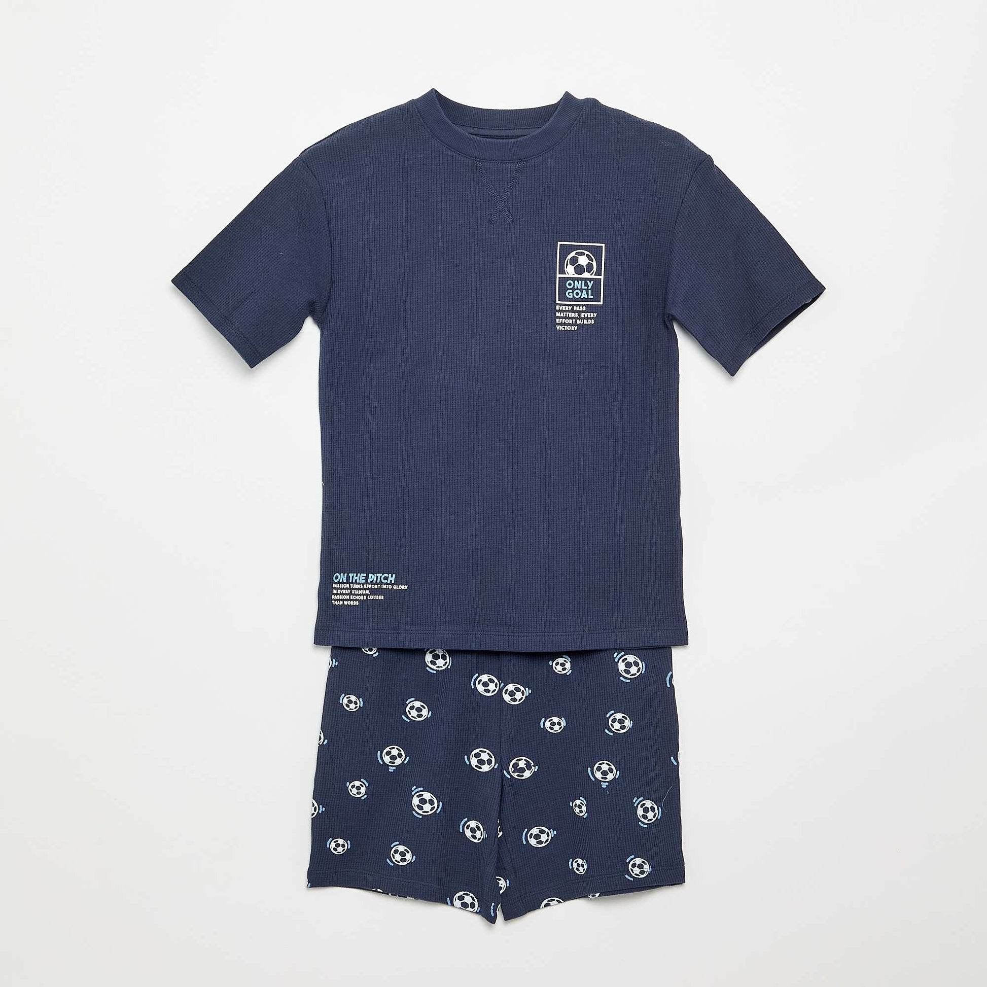 Pyjama short 2 pièces en coton BLEU