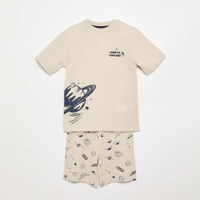 Pyjama short 2 pièces en coton GRIS
