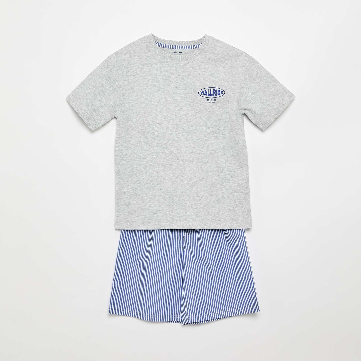 Pyjama short 2 pièces en coton BLEU