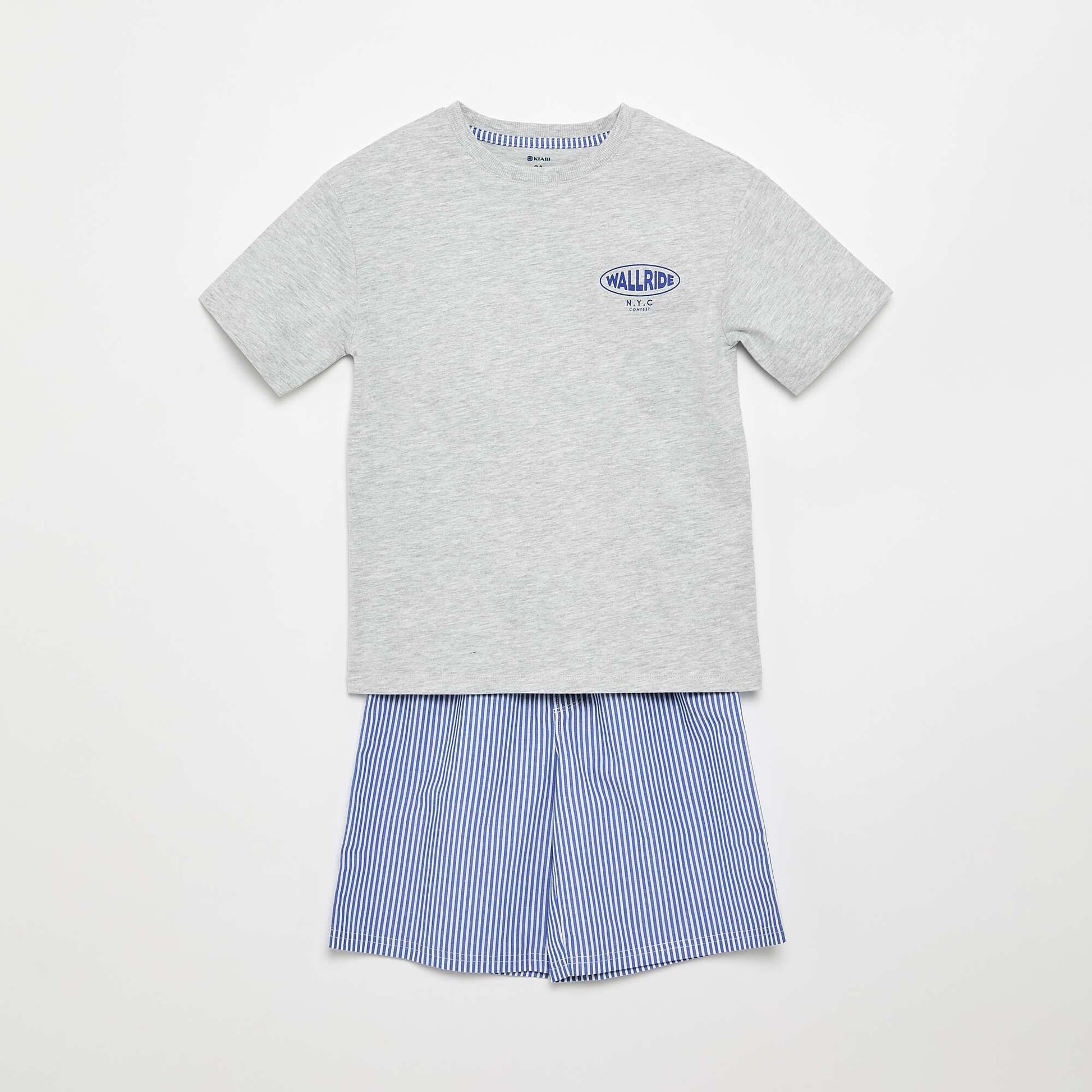 Pyjama short 2 pièces en coton BLEU