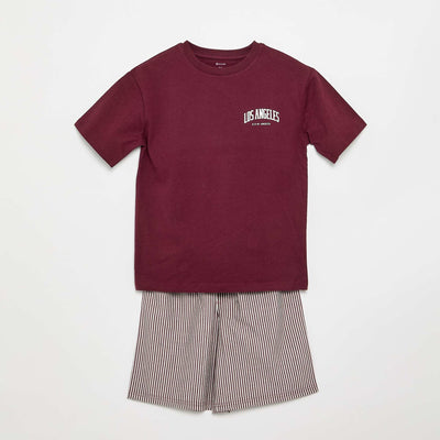 Pyjama short 2 pièces en coton ROUGE