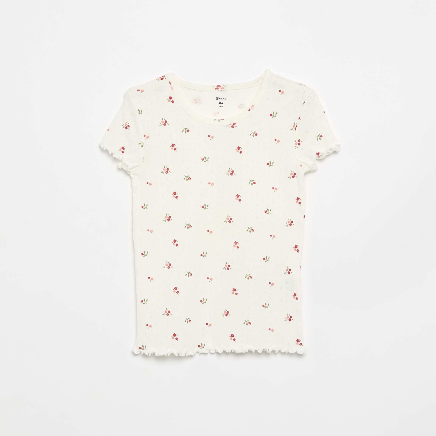 Ensemble pyjama t-shirt + short en maille pointelle - 2 pièces BLANC