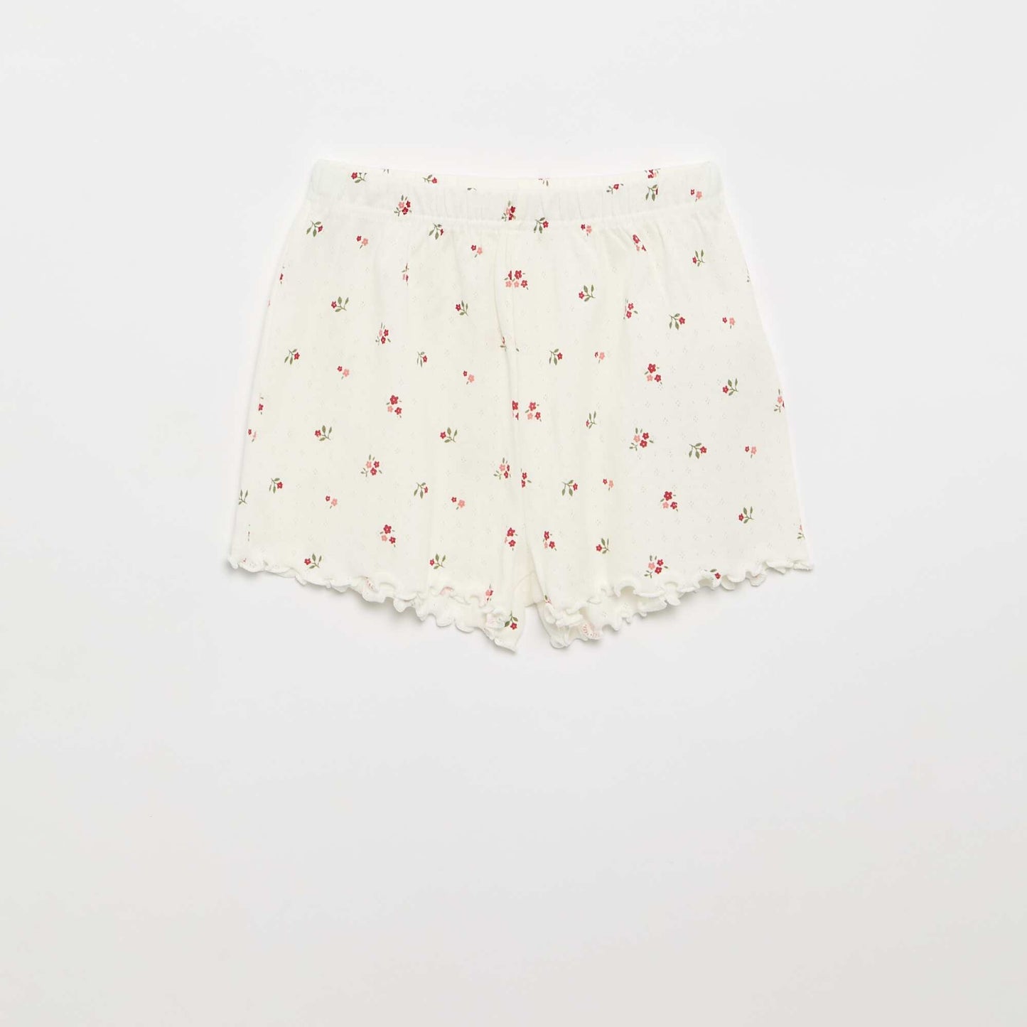 Ensemble pyjama t-shirt + short en maille pointelle - 2 pièces BLANC