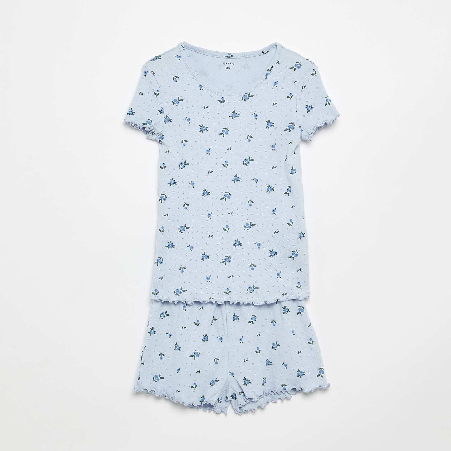 Ensemble pyjama t-shirt + short en maille pointelle - 2 pièces BLEU