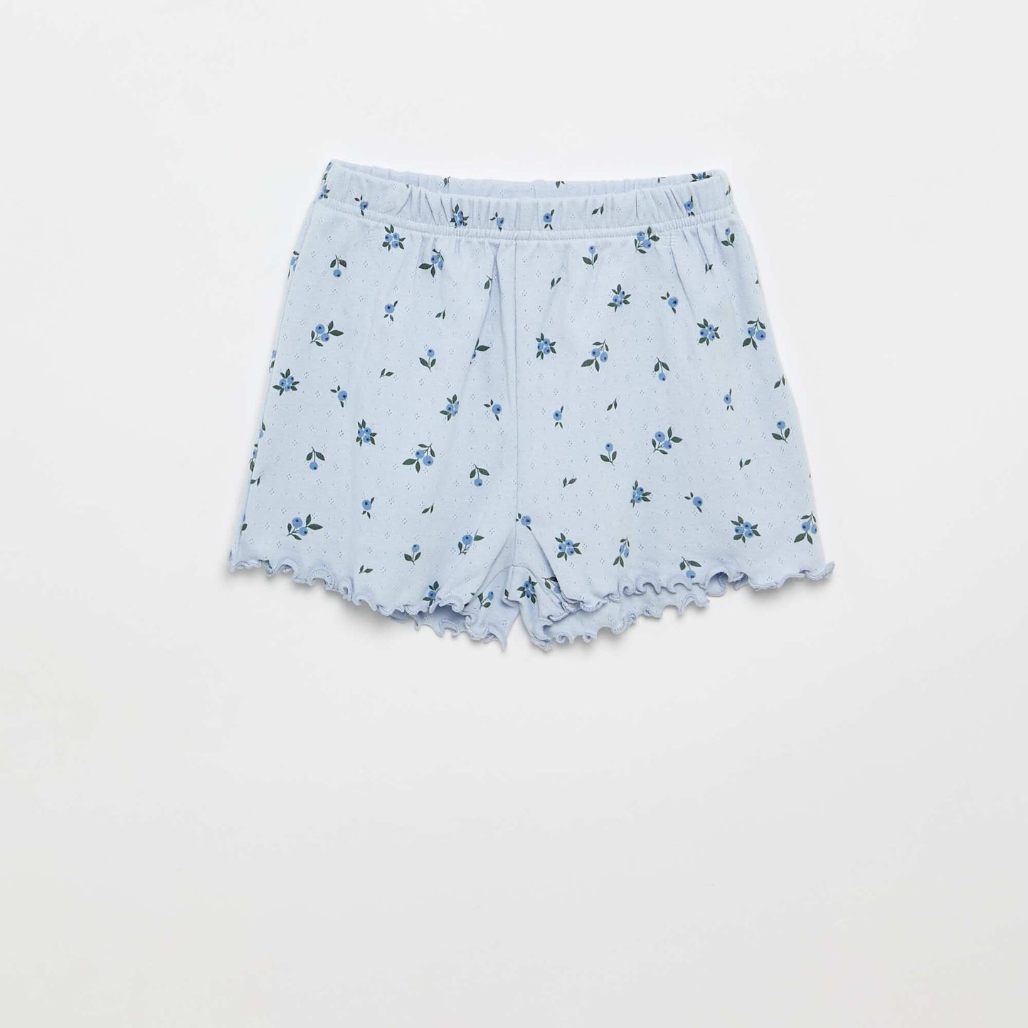 Ensemble pyjama t-shirt + short en maille pointelle - 2 pièces BLEU