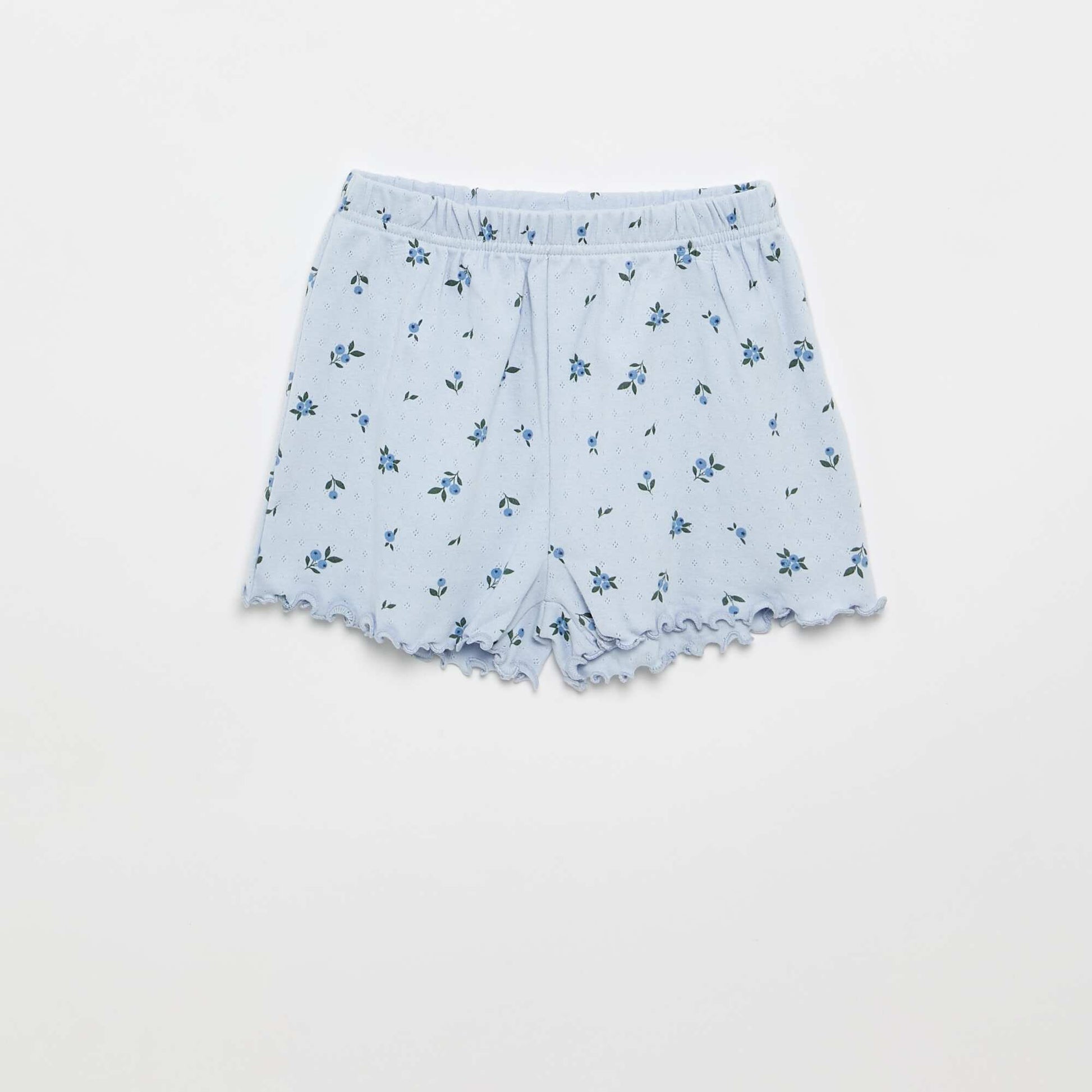 Ensemble pyjama t-shirt + short en maille pointelle - 2 pièces BLEU