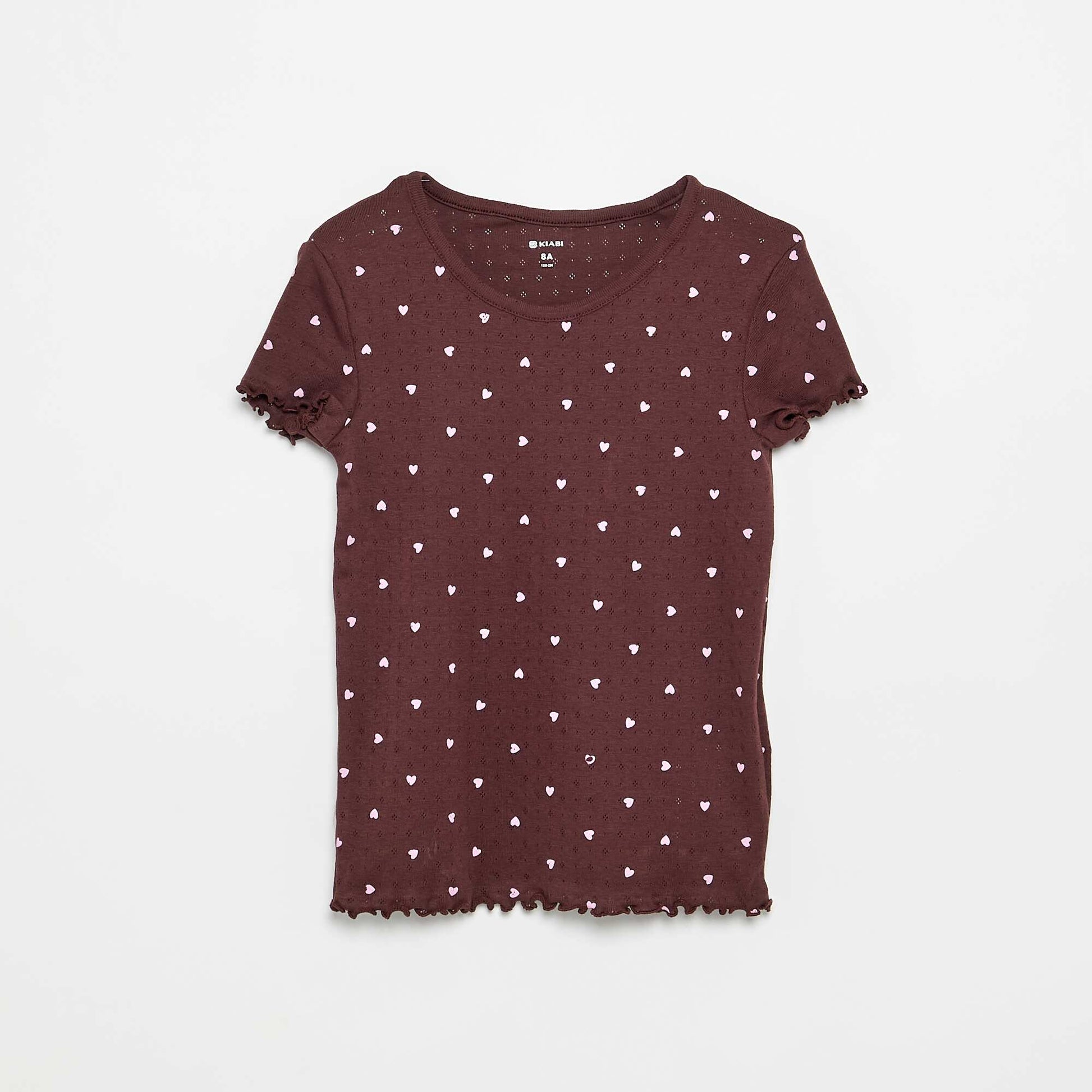 Ensemble pyjama t-shirt + short en maille pointelle - 2 pièces MARRON