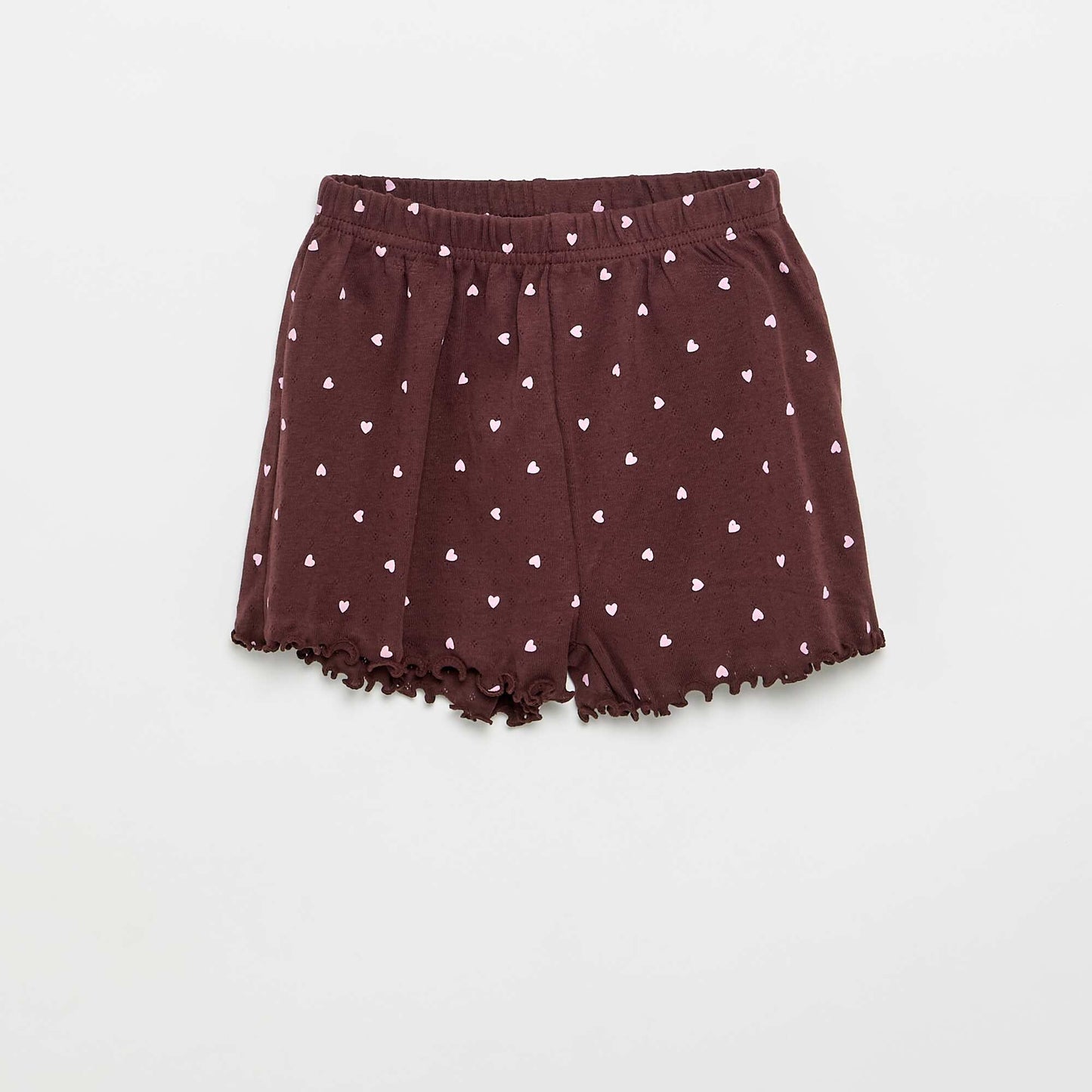 Ensemble pyjama t-shirt + short en maille pointelle - 2 pièces MARRON