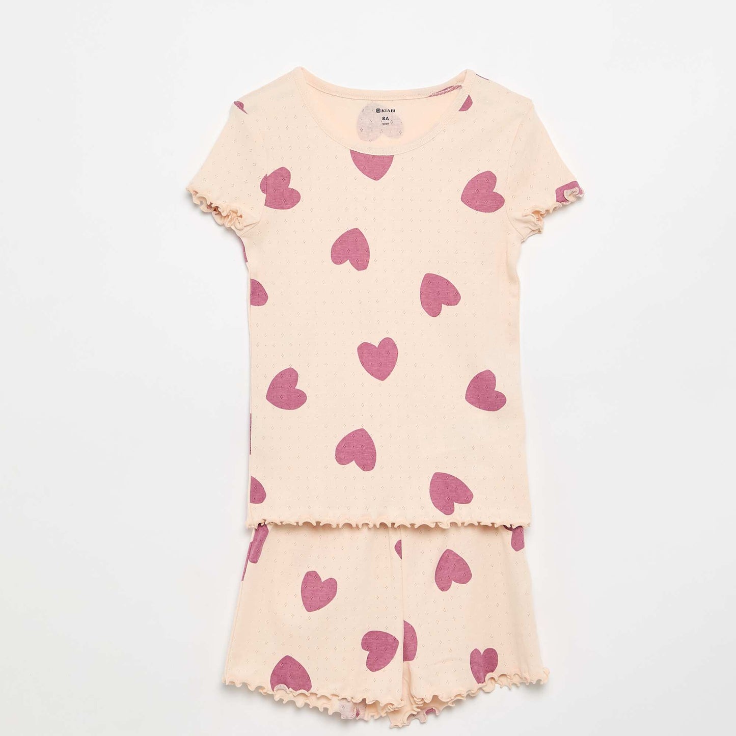 Ensemble pyjama t-shirt + short en maille pointelle - 2 pièces ROSE