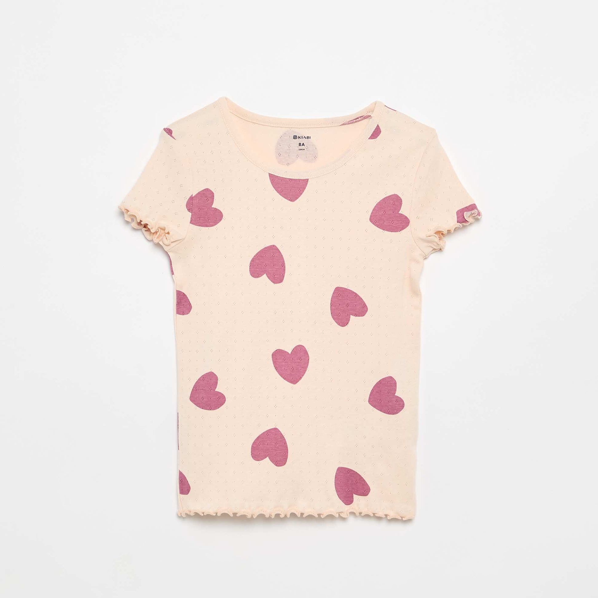 Ensemble pyjama t-shirt + short en maille pointelle - 2 pièces ROSE