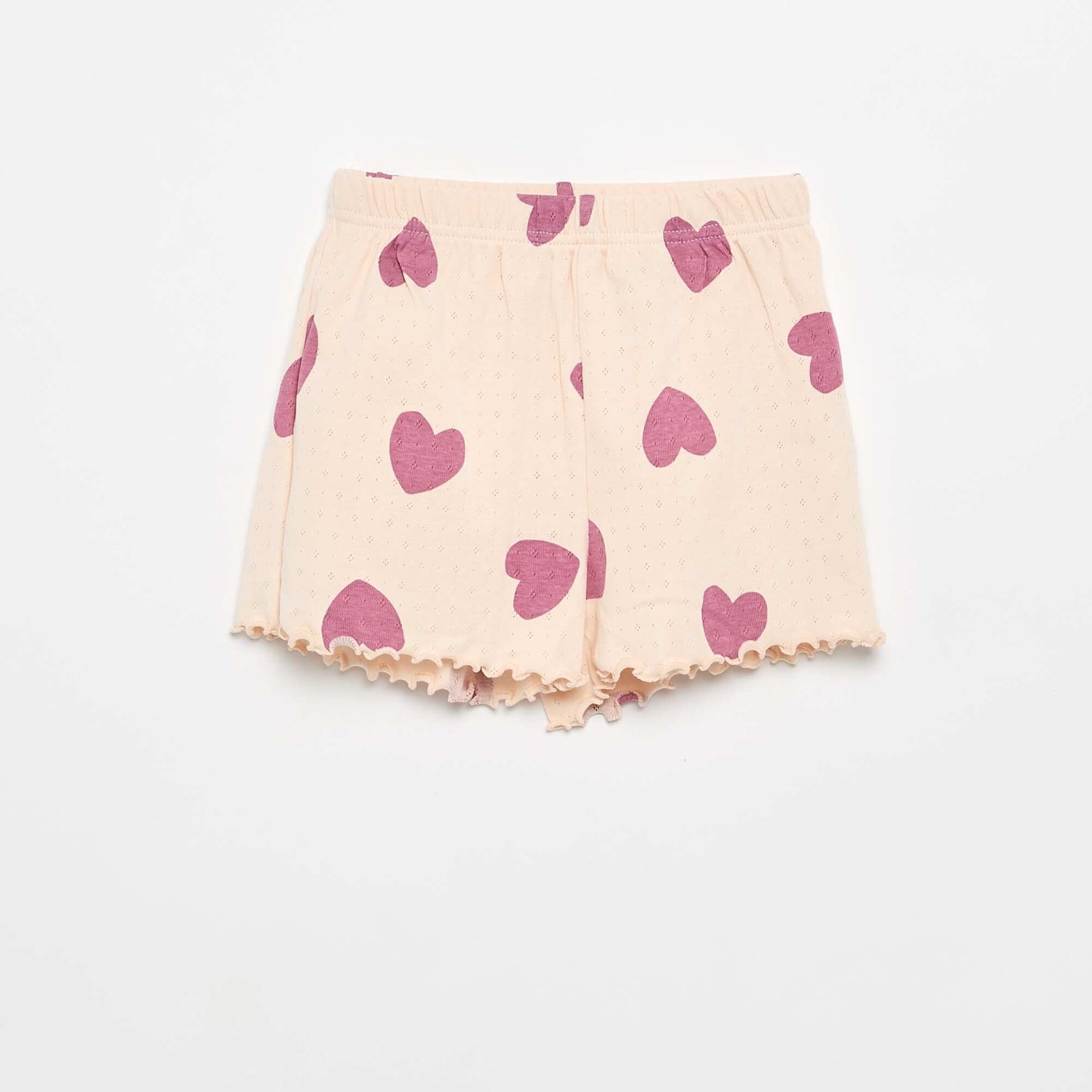 Ensemble pyjama t-shirt + short en maille pointelle - 2 pièces ROSE