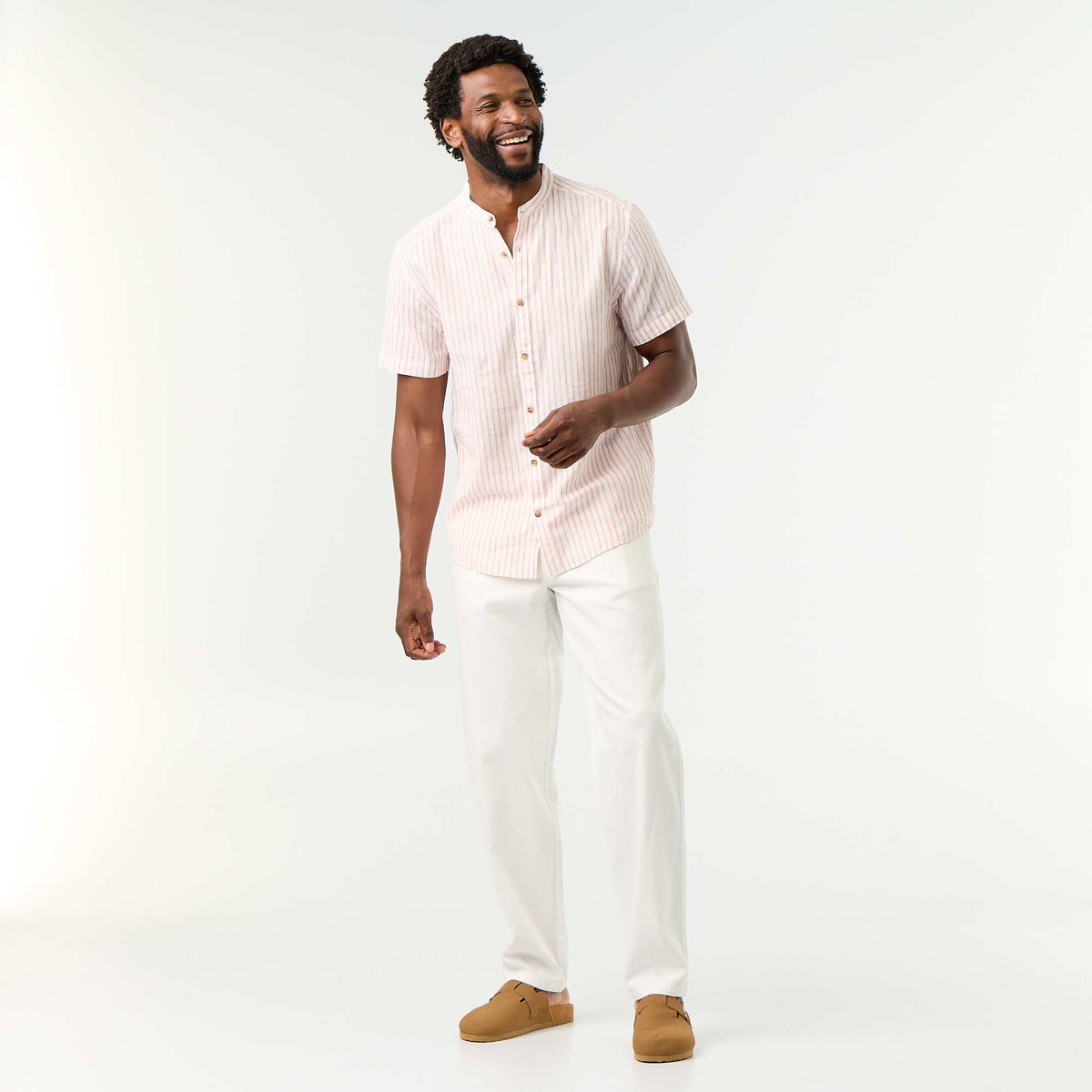 Chemise à rayures à manches courtes ROUGE