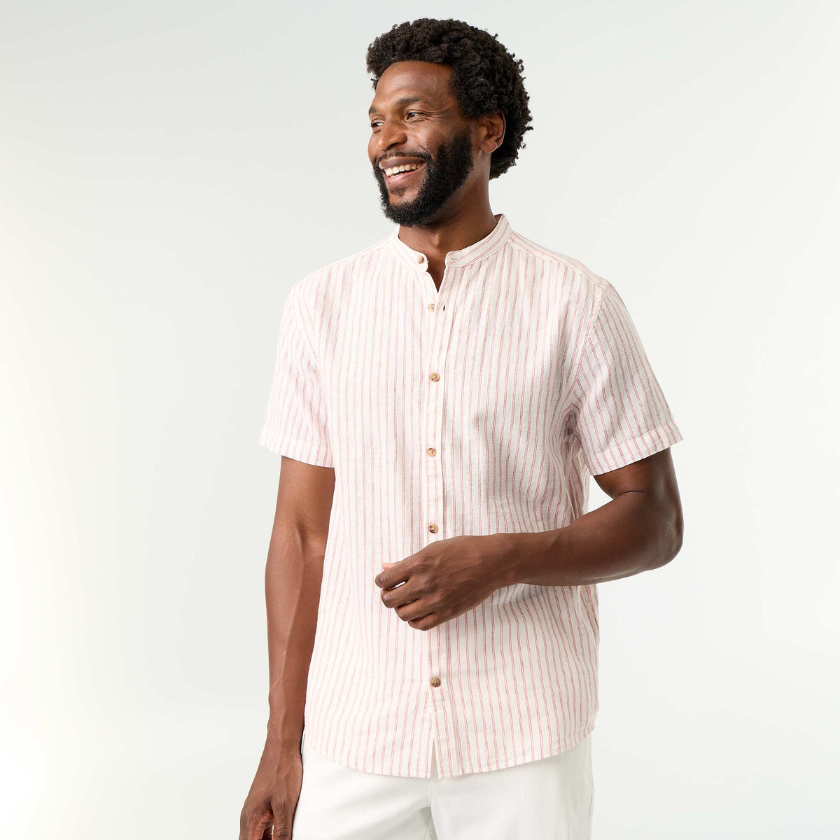 Chemise à rayures à manches courtes ROUGE