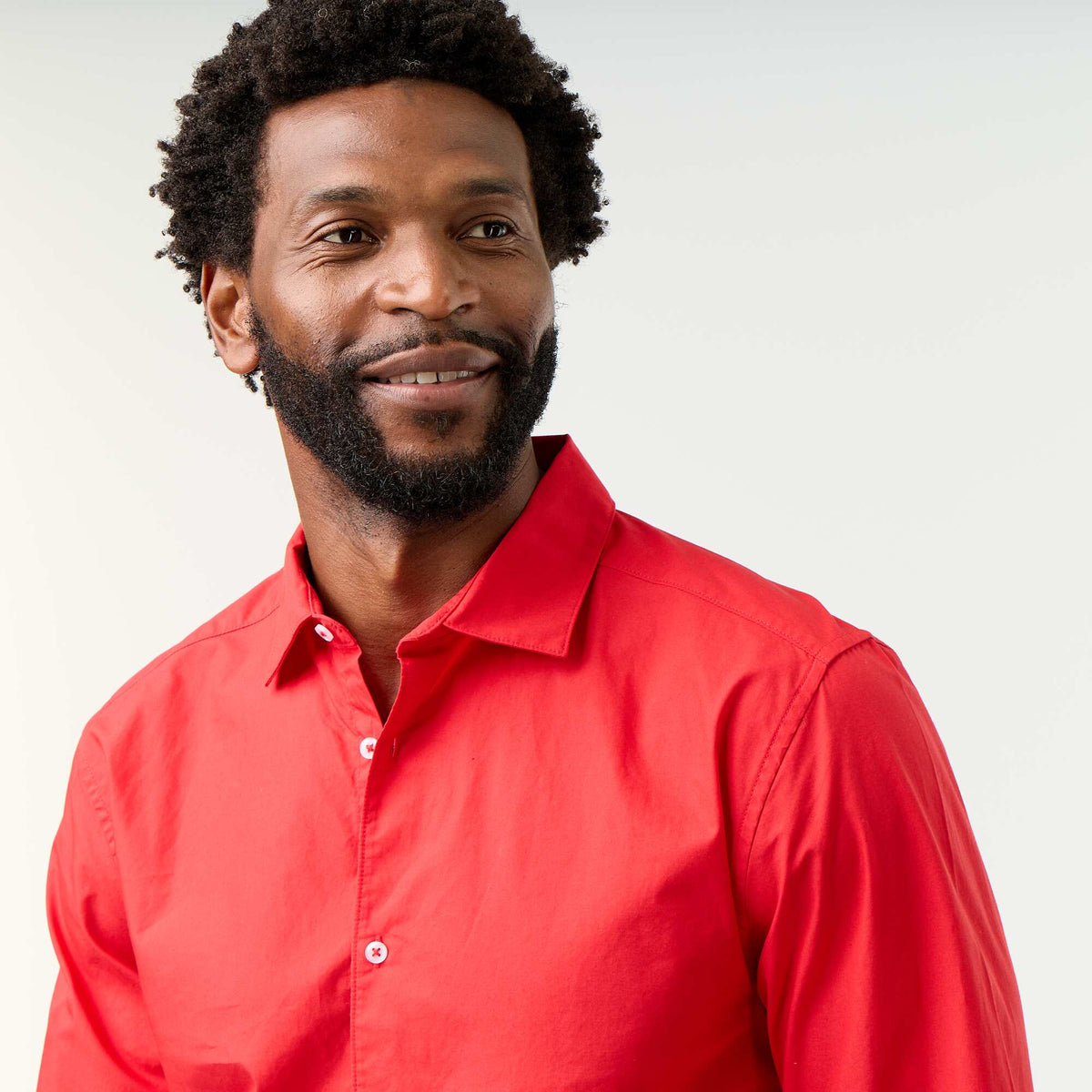 Chemise en popeline unie ROUGE