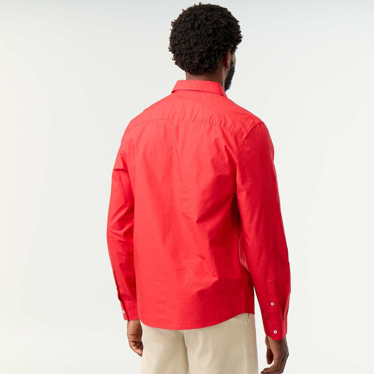 Chemise en popeline unie ROUGE