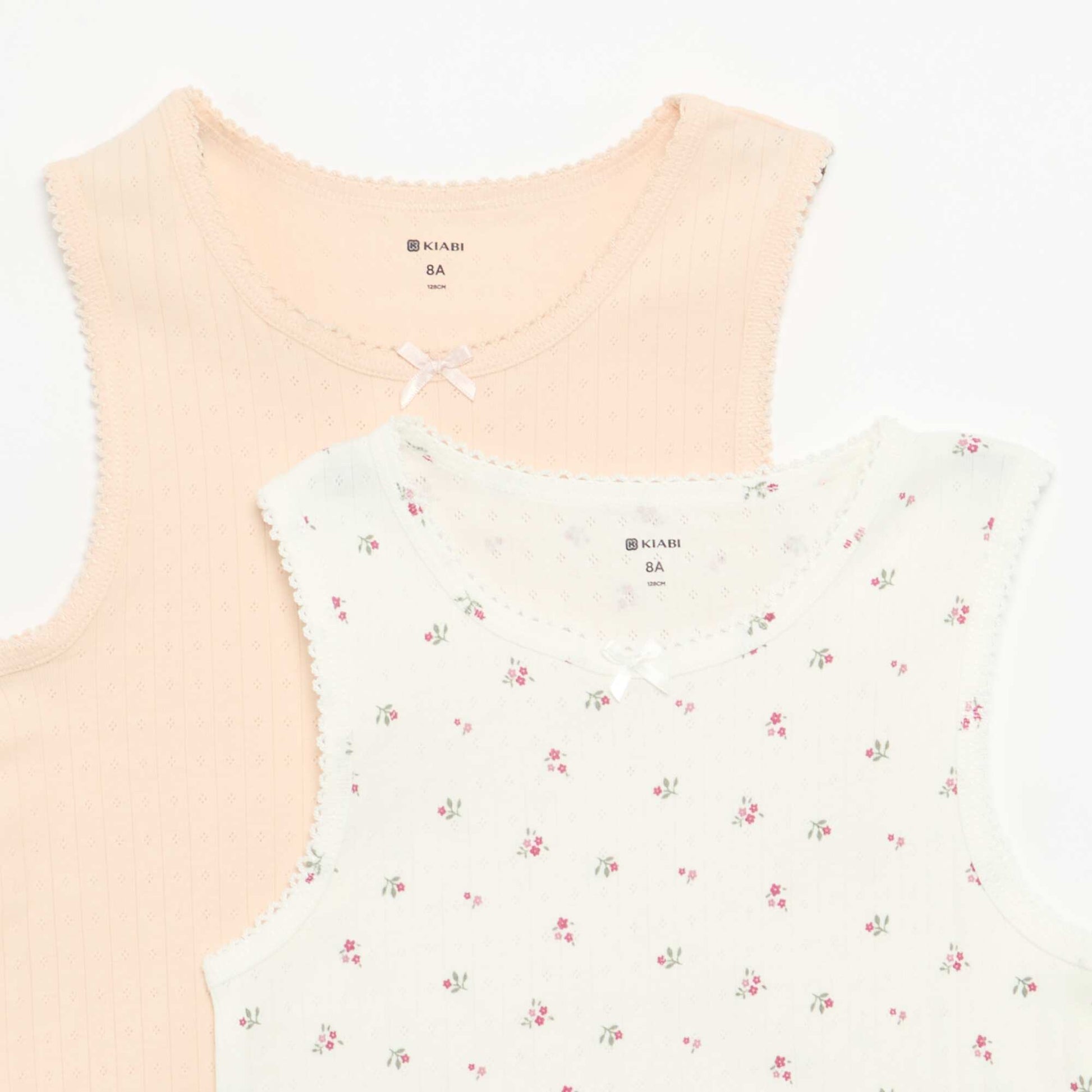 Lot de 2 débardeurs en maille pointelle BEIGE