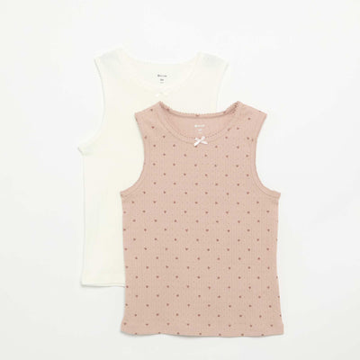 Lot de 2 débardeurs en maille pointelle BEIGE