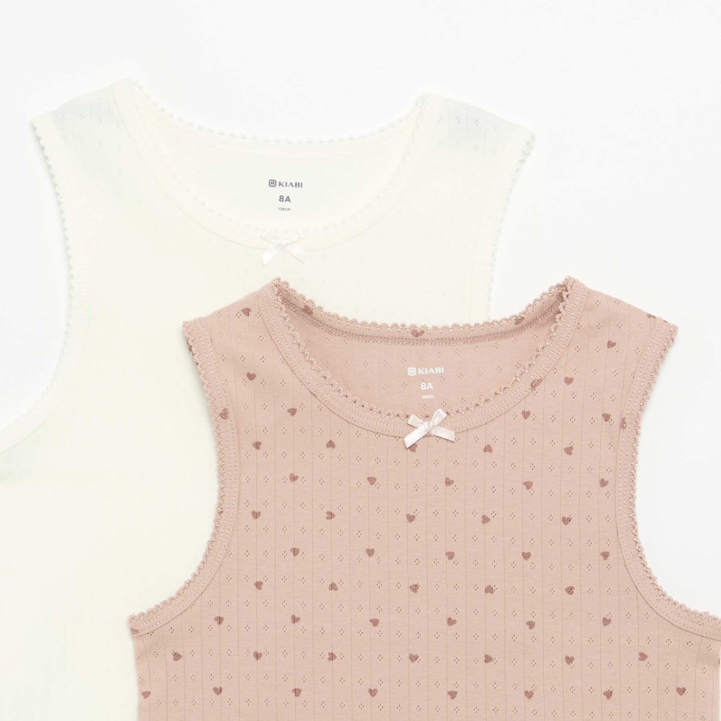 Lot de 2 débardeurs en maille pointelle BEIGE