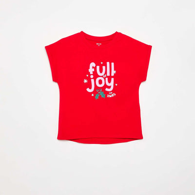T-shirt 'Noël' à manches courtes ROUGE