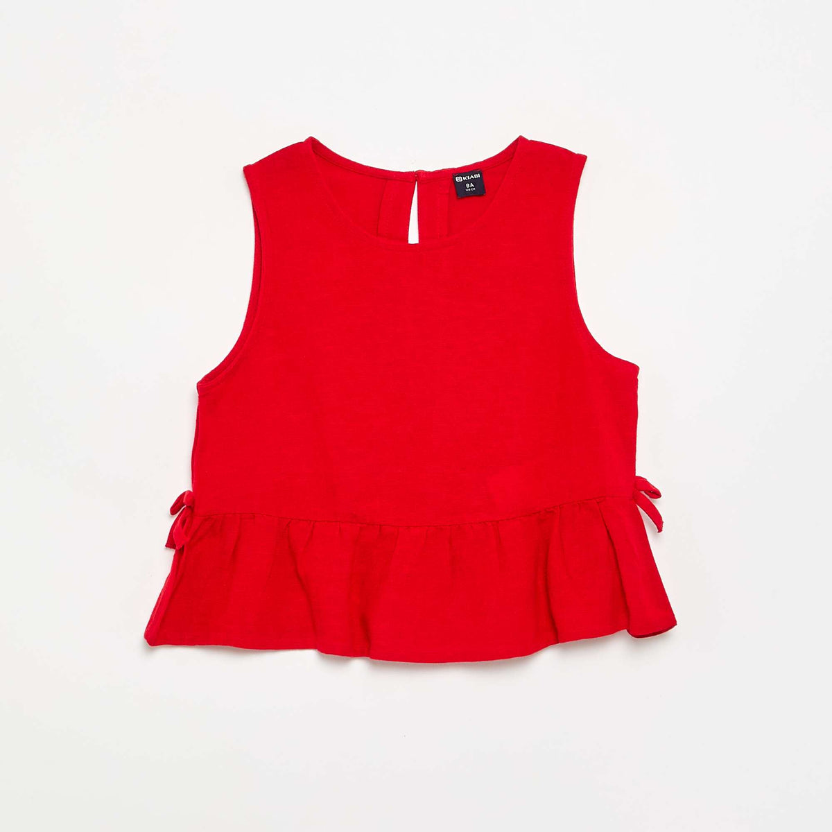 Blouse sans manches avec base volantée ROUGE