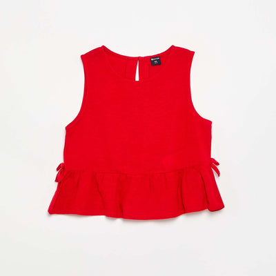 Blouse sans manches avec base volantée ROUGE
