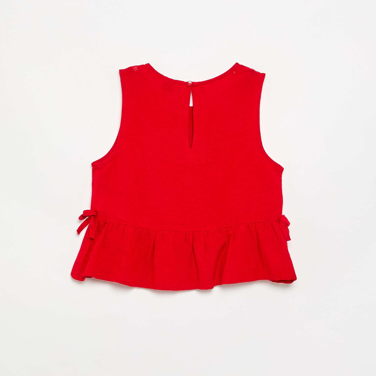 Blouse sans manches avec base volantée ROUGE
