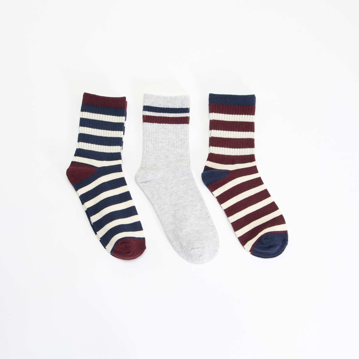 Lot de 3 chaussettes rayées BLEU