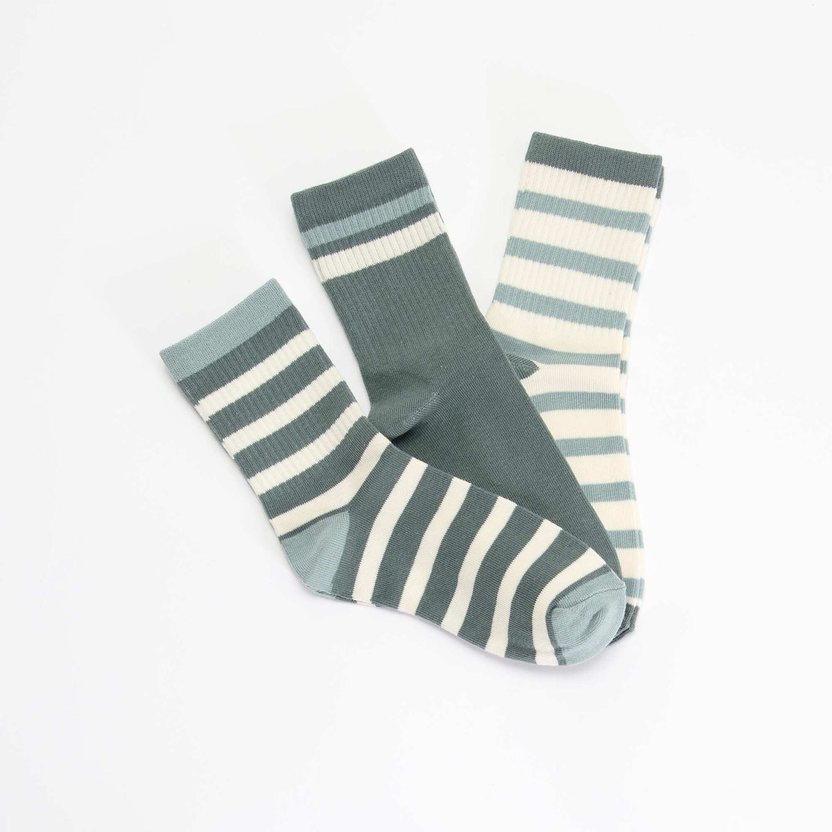 Lot de 3 chaussettes rayées VERT