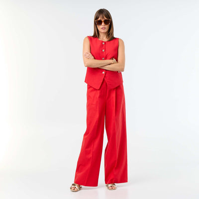 Pantalon de cérémonie en lin ROUGE