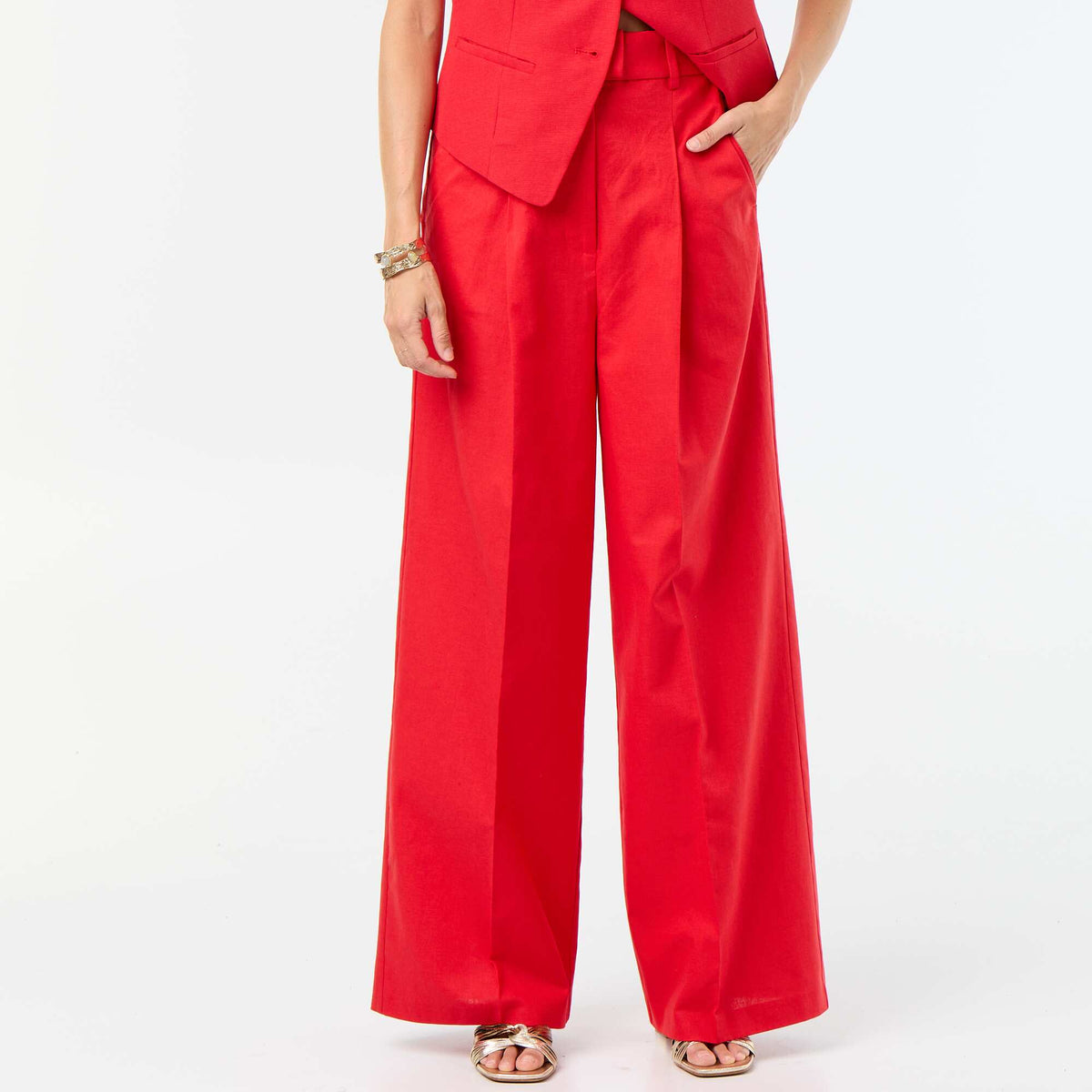 Pantalon de cérémonie en lin ROUGE