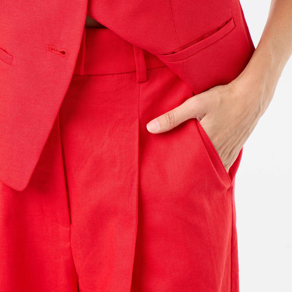 Pantalon de cérémonie en lin ROUGE
