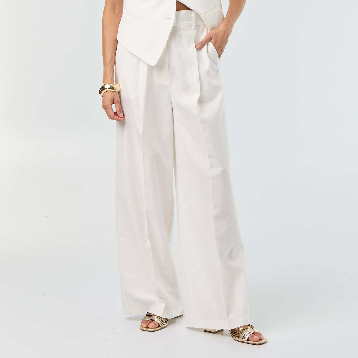 Pantalon de cérémonie en lin BLANC