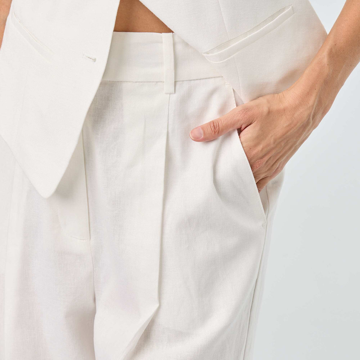 Pantalon de cérémonie en lin BLANC